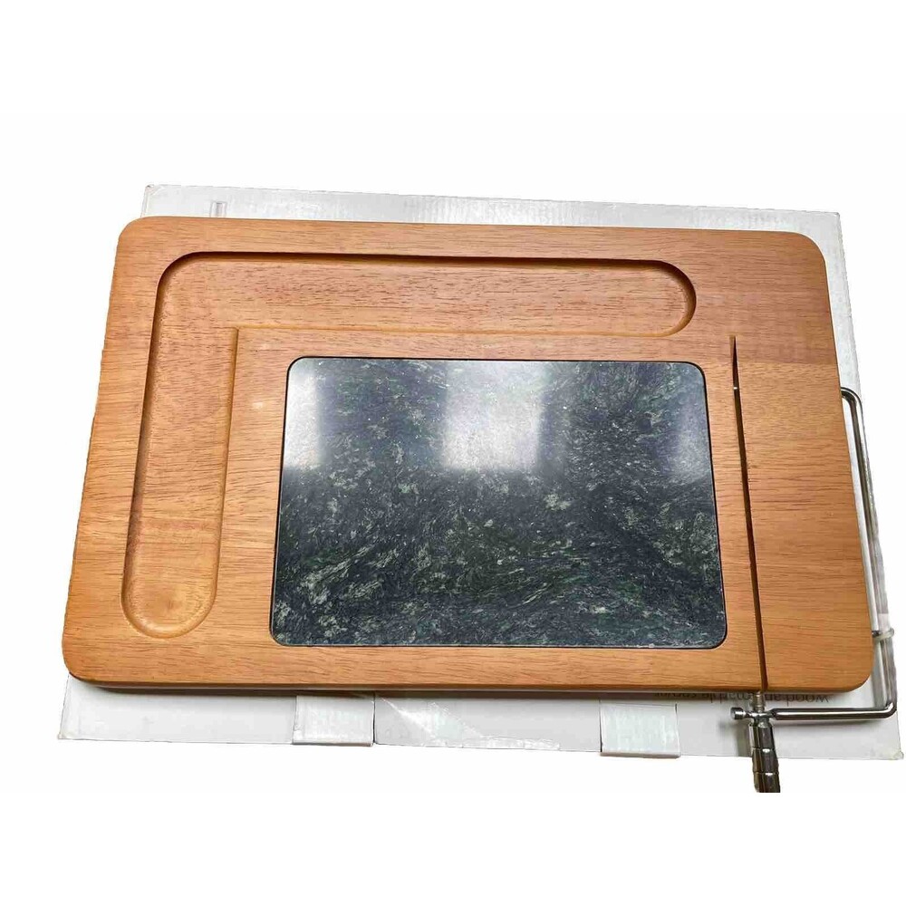 Sonoma Serving Tray Server Cheese Slicer Charcuterie Board Wood & Marble Green